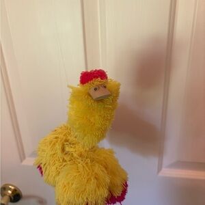 Vintage Yellow and Pink Ostrich Marionette String Puppet. Y2K